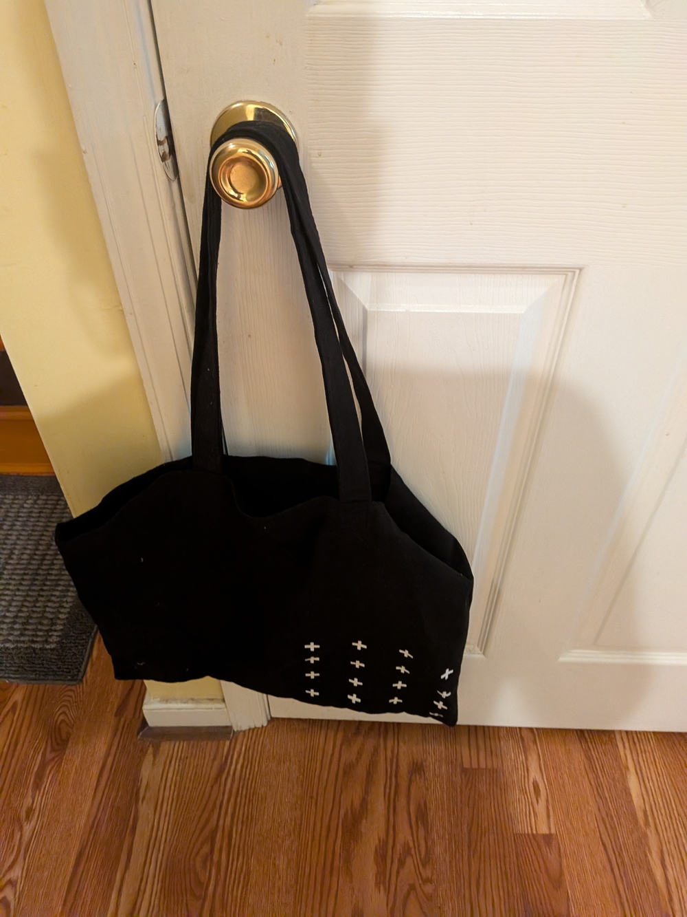 Ksubi Black Canvas Tote Bag with White Cross Accent - Women Bags